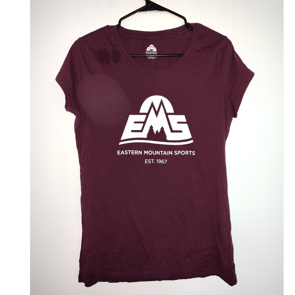 Eastern Mountain Sports EMS Womens Large Burgundy Organic Cotton Graphic T-Shirt